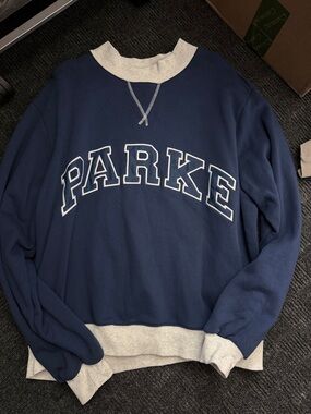 Parke Navy Crewneck Sweatshirt with Light Gray Trim